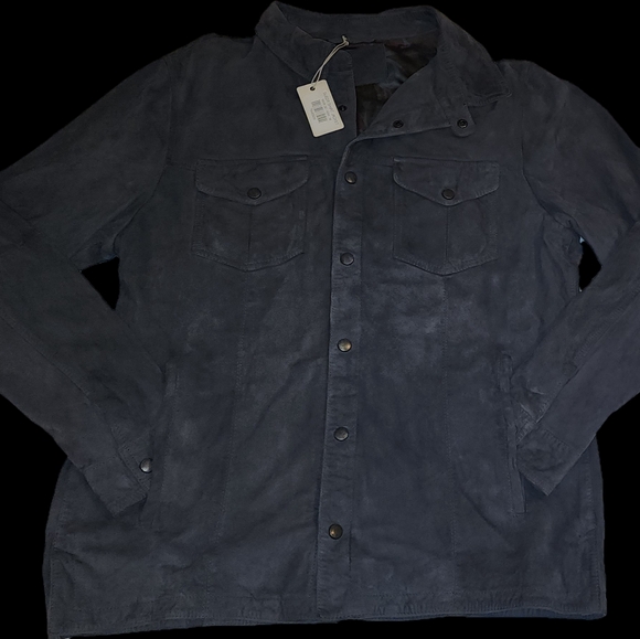 100% Suede Ash Gray Shirt Jacket M - Picture 2 of 7